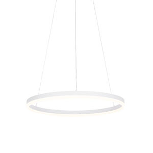 Dizajnové závesné svietidlo biele 60 cm vrátane LED 3-stupňovo stmievateľné - Anello