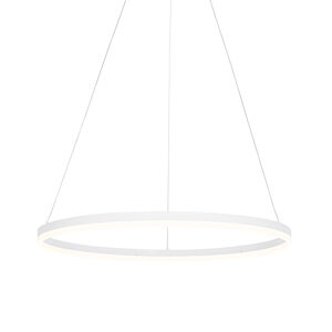 Dizajnové závesné svietidlo biele 80 cm vrátane LED 3-stupňovo stmievateľné - Anello