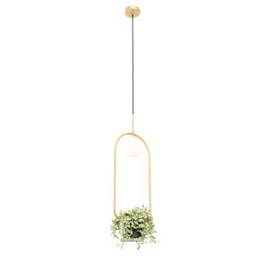 Art deco hanglamp goud met wit glas - Isabella