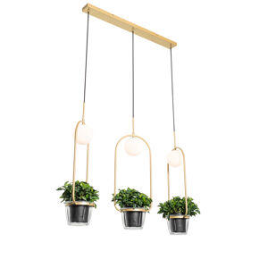 Art deco hanglamp goud met wit glas 3-lichts - Isabella