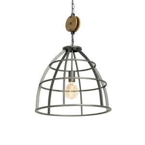 Industriële hanglamp zwart met hout 47 cm - Arthur