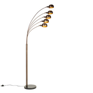Dizajnová stojaca lampa tmavo bronzová so zlatými 5 svetlami - Sixties Marmo