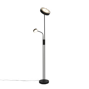 Stojacia lampa čierna vrátane LED a stmievateľná lampou na čítanie - Kelso