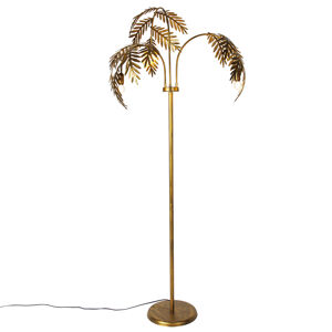 Vintage stojaca lampa starožitná zlatá 3-svetlá veľká - Botanica