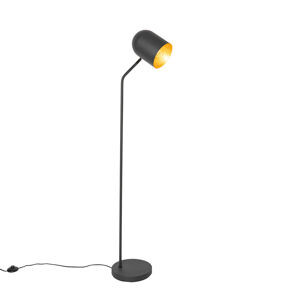 Moderne vloerlamp zwart met goud - Morik