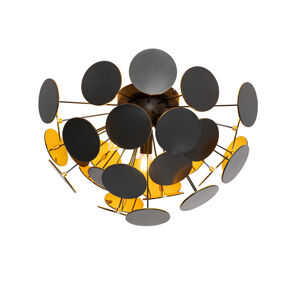 Design plafondlamp zwart met goud 54 cm 3-lichts - Cerchio