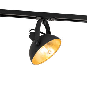 Priemyselný 1-fázový koľajnicový reflektor čierny so zlatým vnútrom - Magnax