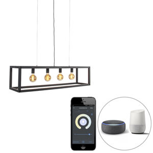 Inteligentná závesná lampa čierna 4-svetlá vrátane Wifi G95 - Big Cage 2
