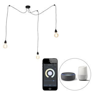 Inteligentná závesná lampa čierna 3-svetlá vrátane Wifi G95 - Cava