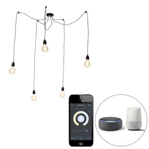 Inteligentná závesná lampa čierna 5-svetlá vrátane Wifi G95 - Cava