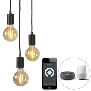 Smart Industrial závesné svietidlo čierne vrátane Wifi G95 3-svetlo - Facil