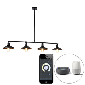 Inteligentná závesná lampa čierna 4-svetlá vrátane Wifi ST64 - Laser