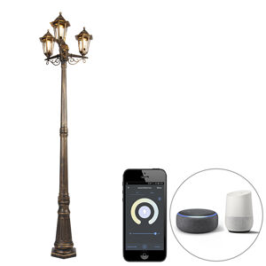 Inteligentná vonkajšia lampa zlatá 3-svetlo vrátane Wifi ST64 - New Haven