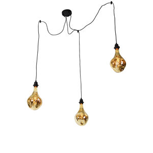 Závesná lampa čierna 3-svetlá vrátane LED jantárovej stmievateľnej - Cava Luxe