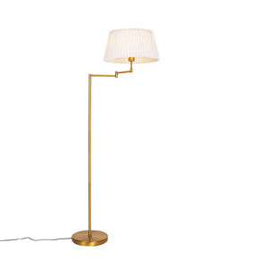 Stojaca lampa bronzová s bielym skladaným tienidlom a nastaviteľným ramenom - Ladas Deluxe