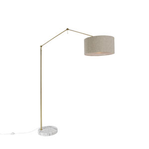 Stojaca lampa zlatá s tienidlom z bouclé taupe 50 cm nastaviteľná - Editor