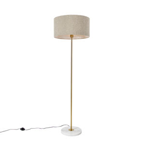 Moderná stojaca lampa mosadz s tienidlom z boucle taupe 50 cm - Kaso
