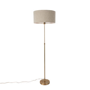 Stojacia lampa nastaviteľná bronzová s tienidlom boucle taupe 50 cm - Parte