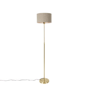 Stojacia lampa nastaviteľná zlatá s tienidlom boucle taupe 35 cm - Parte