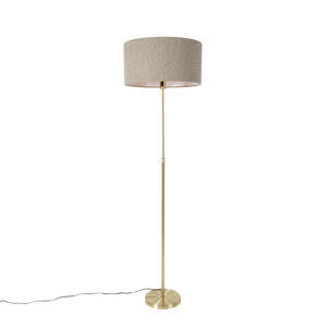 Stojacia lampa nastaviteľná zlatá s tienidlom boucle taupe 50 cm - Parte