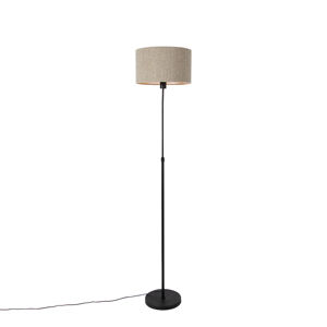 Stojacia lampa čierna nastaviteľná s tienidlom boucle taupe 35 cm - Parte