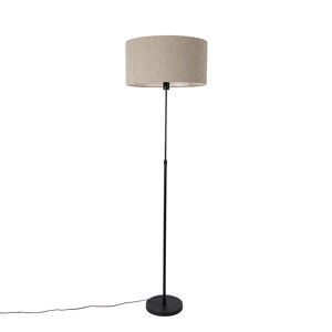 Stojaca lampa čierna nastaviteľná s tienidlom z bouclé taupe 50 cm - Parte