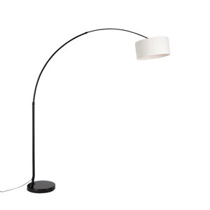 Moderná oblúková lampa čierna s tienidlom biela 50 cm - XXL