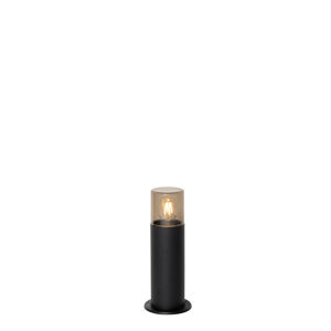 Stojanové vonkajšie svietidlo čierne s dymovým tienidlom biele 30 cm IP44 - Odense