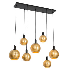 Design hanglamp zwart met goud glas 7-lichts - Bert