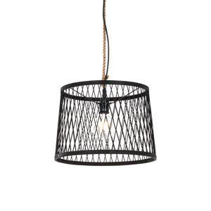 Landelijke buiten hanglamp zwart rotan 40 cm - Calamus