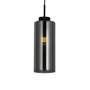 Art Deco závesná lampa čierna s dymovým sklom - Laura