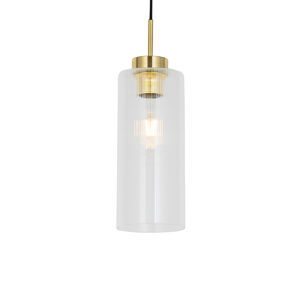 Art Deco závesná lampa zlatá so sklom - Laura