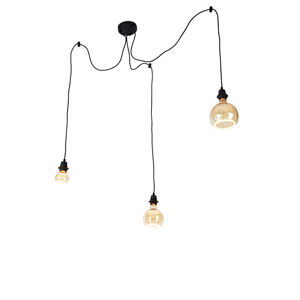 Hanglamp zwart 3-lichts incl. deco G80 G125 en G150 - Cava
