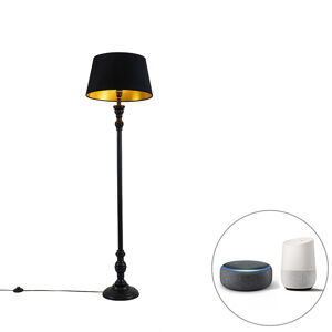 Inteligentná stojaca lampa čierna s tienidlom čiernym so zlatom 45 cm vrátane Wifi A60 - Classico