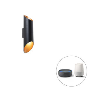 Inteligentné nástenné svietidlo čierne 9,6 cm vrátane 2 Wifi GU10 - Organo