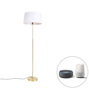 Inteligentná stojaca lampa zlatá s tienidlom z ľanu biela 45 cm vrátane Wifi A60 - Parte