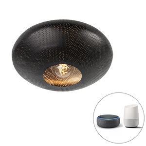 Inteligentné stropné svietidlo čierne so zlatou 40 cm vrátane Wifi G95 - Radiance
