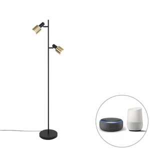 Inteligentná stojaca lampa čierna so zlatou vrátane 2 Wifi A60 - Stijn