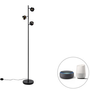 Inteligentná stojaca lampa čierna so zlatým vnútrom vrátane 3 Wifi GU10 - Buell