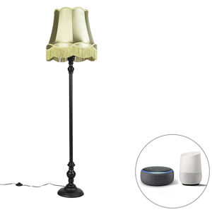 Inteligentná stojaca lampa čierna s tienidlom Granny zelená vrátane Wifi A60 - Classico