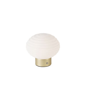 Dobíjacia mosadzná stolná lampa s opálovým sklom - Lexie