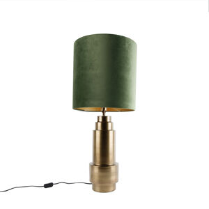 Stolová lampa Bronzový zamatový tienidlo zelená so zlatom 40 cm - Bruut