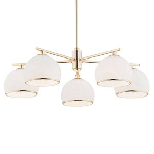 Závesná lampa Mina, 5-plameňová, mosadz