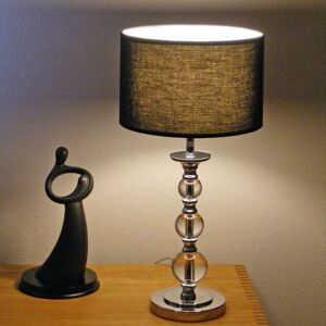 Stolová lampa Calabash chróm s čiernym tienidlom