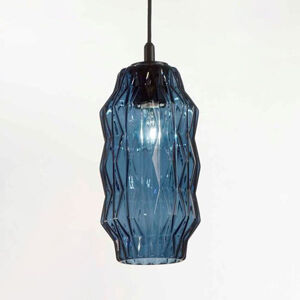 Závesná lampa Origami zo skla, modrá