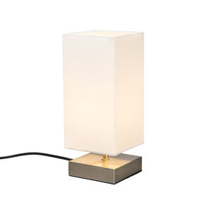 Moderná stolová lampa biela s oceľou - Milo