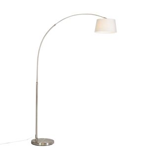 Moderná oblúková lampa z ocele s tienidlom z bielej látky - Arc Basic