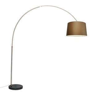 Oblúková lampa oceľová látka tienidlo hnedá 45 cm - XXL