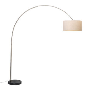 Oblúková lampa oceľová s tienidlom z tkaniny biela 50 cm - XXL