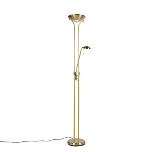 Stojaca lampa zlatá s lampou na čítanie vrátane LED a stmievača - Diva 2